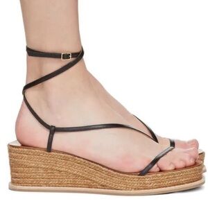 Jimmy Choo Women's Drive 60 Wedge Espadrille Style Heel Sandals 36.5 Black